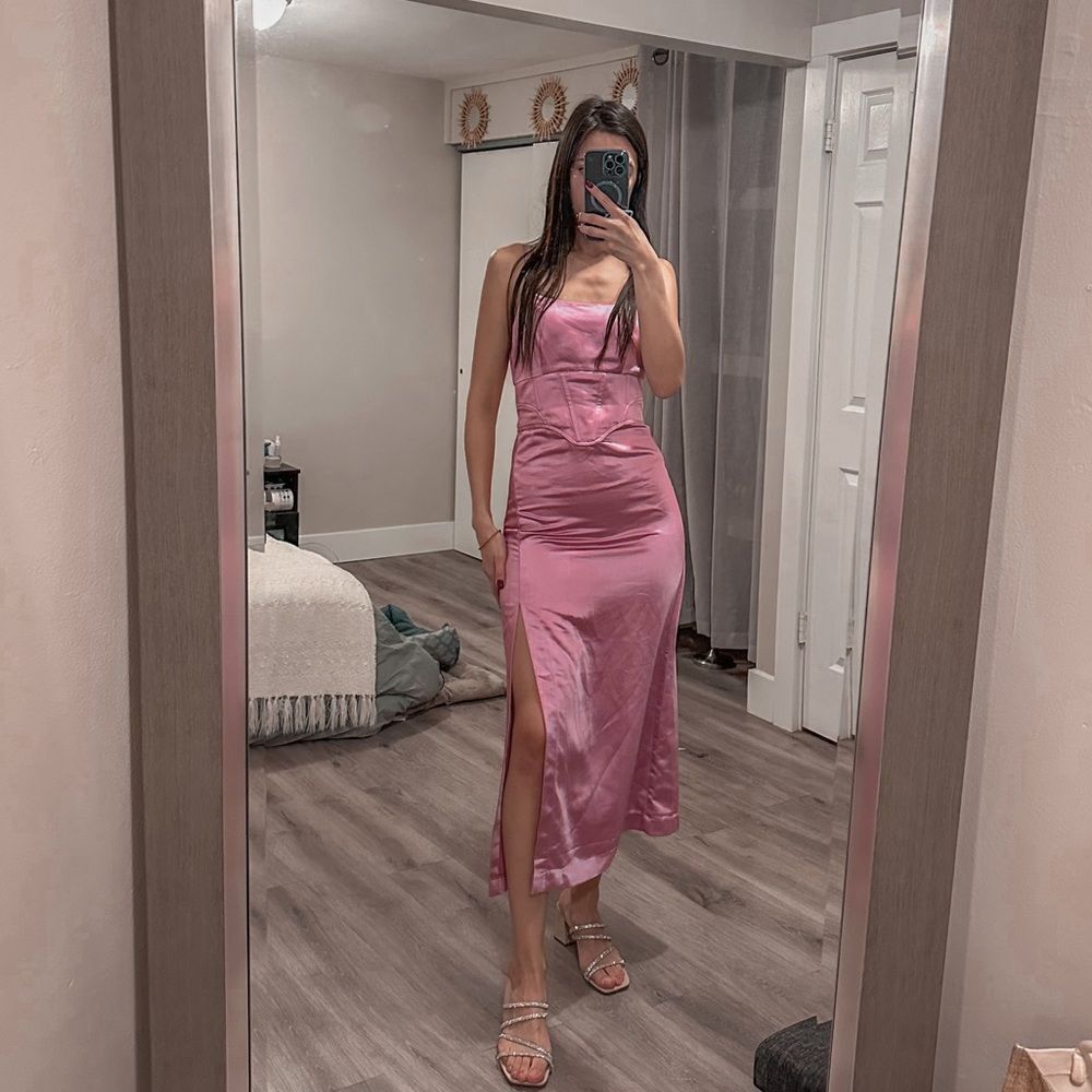 NWT Jason Wu Pink Satin Midi Dress